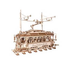 RoboTime Mechanisches 3D-Puzzle aus Holz Straßenbahn