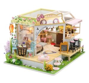 2Kids Toys Miniaturhaus Katzencafé mit Garten