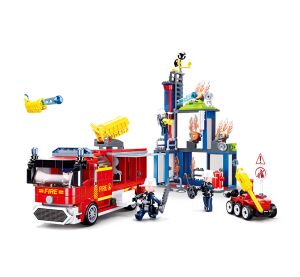 Sluban Firefighters M38-B0967 Großes Feuerwehrauto mit Kanone und mobilem Roboter