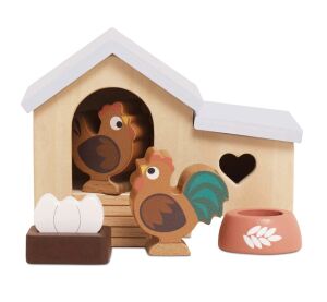 Le Toy Van Holz-Hühnerstall mit Hahn und Henne