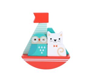 Petit Collage Steckspiel aus Holz Eule und Katze