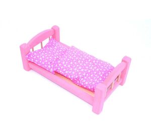 Holzkrippe für Puppen rosa