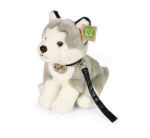 Rappa Husky-Plüschhund sitzend mit einer Leine 28 cm ECO-FRIENDLY