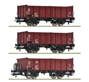 Roco 3-teiliges Set offener Güterwagen der DR - 6600146