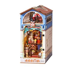 RoboTime 3D-Holzpuzzle Buchstütze Miniaturhaus Spielzeugladen voller Schätze