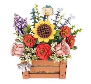 RoboTime 3D-Holzpuzzle Schachtel mit Blumen