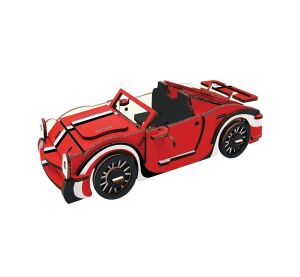 Woodcraft 3D-Puzzle aus Holz Rot Cabrio