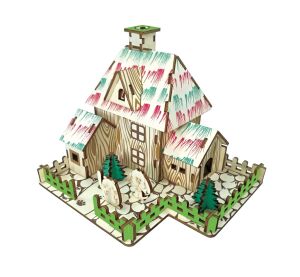 Woodcraft Hölzernes 3D Puzzle Hexenhaus