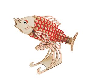 Woodcraft Hölzernes 3D Puzzle Karpfen