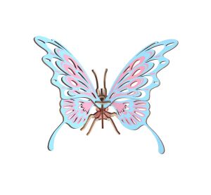 Woodcraft Holz 3D Puzzle Schmetterling Bunt