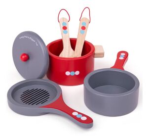 Bigjigs Toys Holzgeschirr-Set mit Tupfen