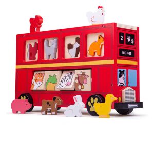 Bigjigs Toys Holzbus mit Tieren
