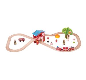 Bigjigs Rail Hölzerne Eisenbahnstrecke Feuerwache