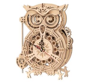 RoboTime Mechanisches 3D-Puzzle aus Holz Eule Uhr