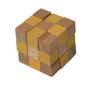 Faltwürfel, gelb - aus Holz