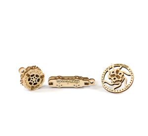 Wooden City 3D mechanisches Holzpuzzle 3 mechanische Schlüsselanhänger