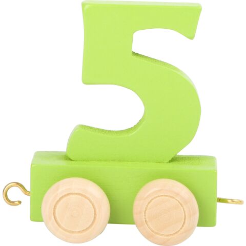 Holzeisenbahnwagen - farbige Ziffern - Nummer 5