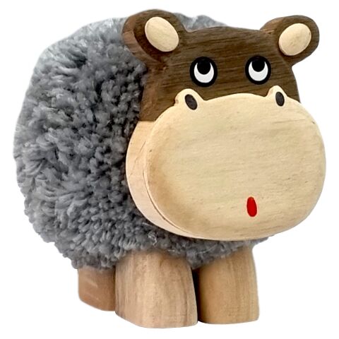 2Kids Toys Holzfigur XL mit Pompon Nilpferd