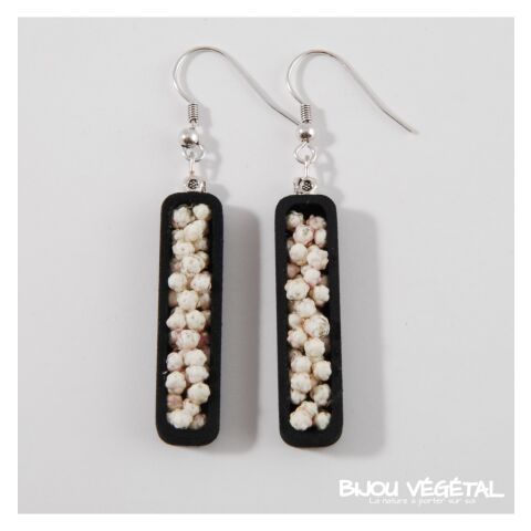 Live Jewellery - Jardiniere Ohrringe schwarz mit permanenten weißen Blumen