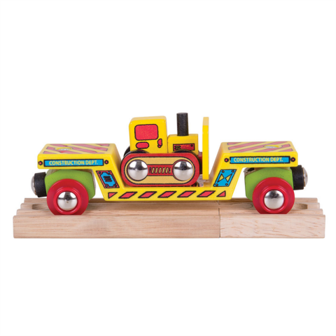 Bigjigs Rail Wagon mit Planierraupe + 2 Gleise