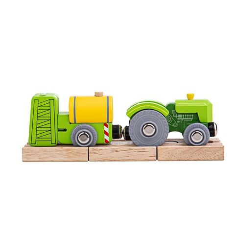 Bigjigs Rail Tractor mit grünem Abstellgleis