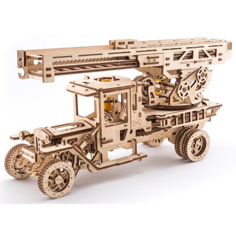 Ugears Mechanisches 3D-Holzpuzzle UGM-11 LKW mit Feuerleiter