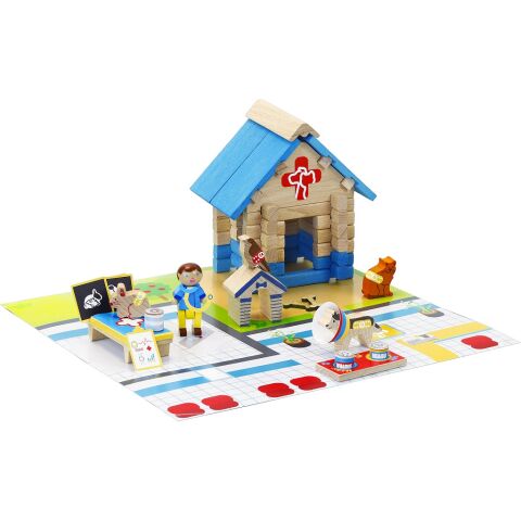 Jeujura 60-teiliger Holzbausatz Tierarztpraxis