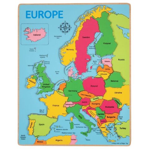 Bigjigs Toys Holzpuzzle Karte von Europa 25 Teile