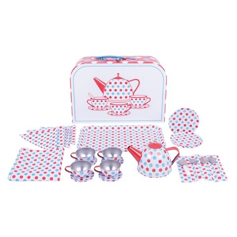 Bigjigs Toys Teeservice mit Tupfen im Etui