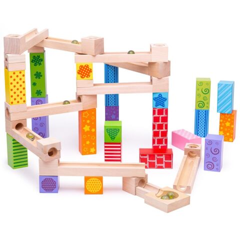 Bigjigs Toys Hölzerne Kugelbahn bunt