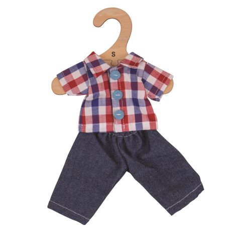 Bigjigs Toys Kariertes Hemd und Jeans für Puppe 28 cm