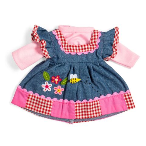 Bigjigs Toys Jeanskleid mit rosa Saum für Puppe 34 cm