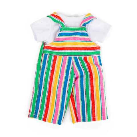 Bigjigs Toys Gestreifte Latzhosen und weißes T-Shirt für Puppe 28 cm