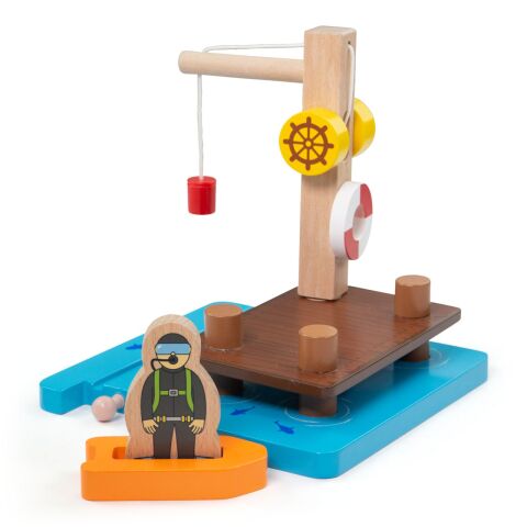 Bigjigs Rail Port mit Kran, Boot und Taucher