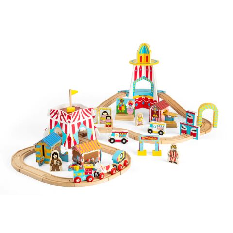 Bigjigs Rail Holzschienenbahn Fun Fair 54 Teile