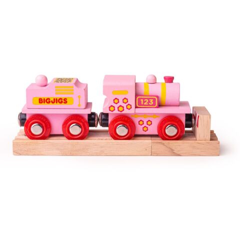 Bigjigs Rail Pink Lokomotive mit Tender