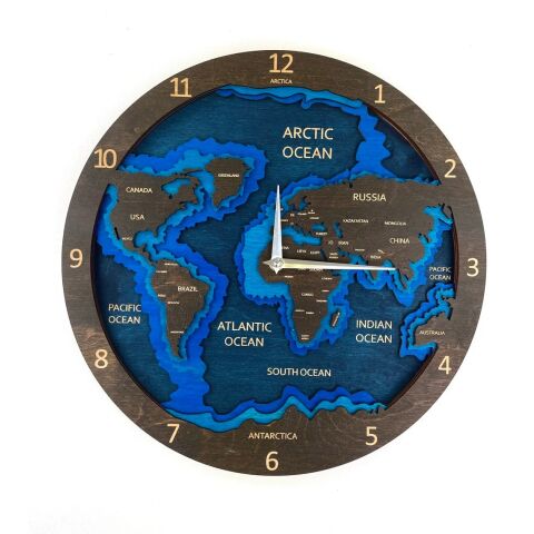 BusyKids Wanduhr Weltkarte dunkel