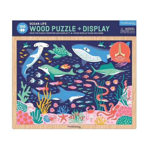 Mudpuppy Holzpuzzle Leben im Ozean + Ständer 100 Teile