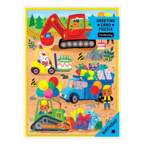 Mudpuppy Puzzle mit Grußkarte Auf der Baustelle