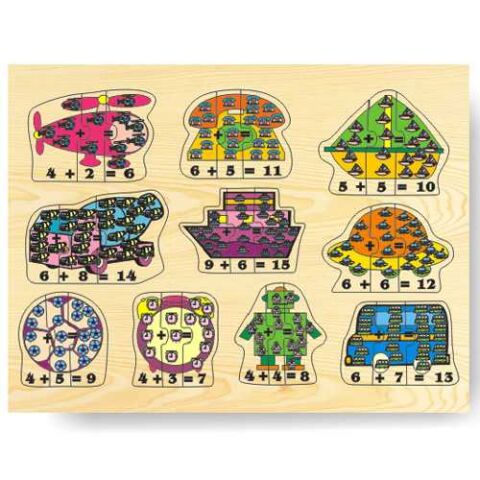 Hölzernes Einsteckpuzzle Mathe Zählen bis 15