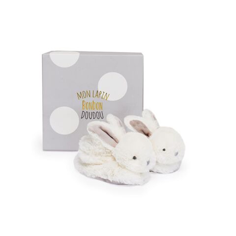 Doudou Geschenkset - Stiefelset mit Rasseln Kaninchen beige 0-6 Monate