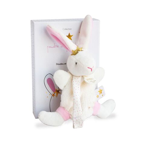 Doudou-Geschenkset - Kaninchenspielzeug mit Schnullerhalter 15 cm