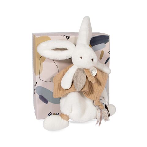 Doudou-Geschenkset - Plüschkaninchen mit Fliegenpilz 25 cm beige