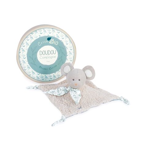 Doudou-Geschenkset - Plüschmaus mit quadratischer Decke aus Bio-Baumwolle 25 cm