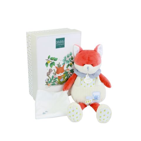 Doudou Geschenkset Plüschfuchs Romarin mit Decke 28 cm