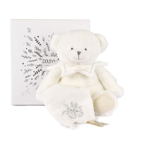 Doudou Geschenkset Teddybär mit Decke 30 cm Beige
