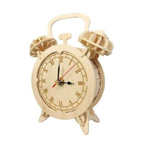Woodcraft 3D Puzzle Wecker aus Holz