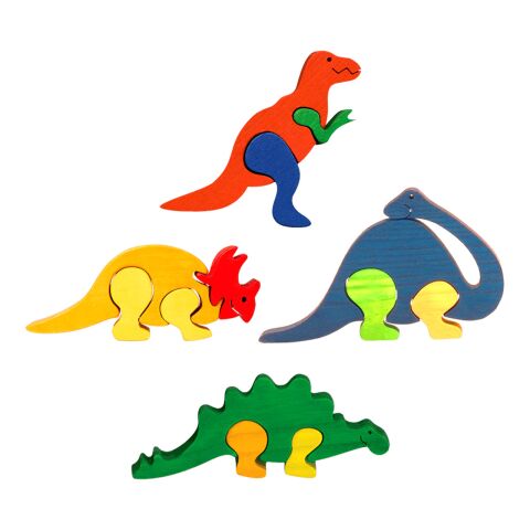 Fauna Massivholz Interlocking Puzzle Set Dinosaurier 4 Teile