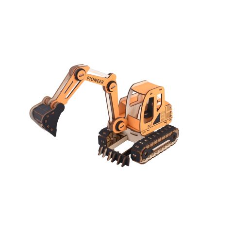 Woodcraft Holz 3D Puzzle Bagger orange