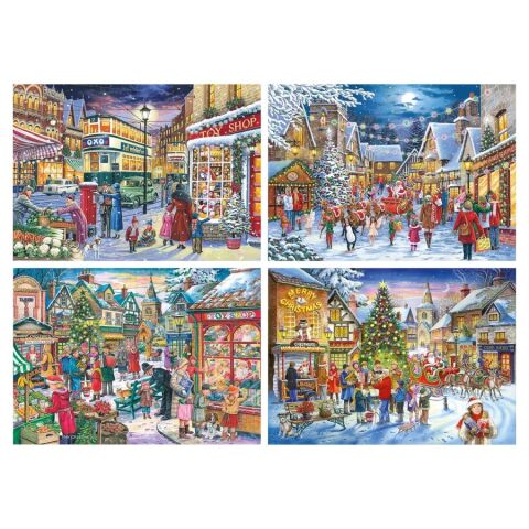 HOP Puzzle Weihnachtseinkäufe 4x500 Teile